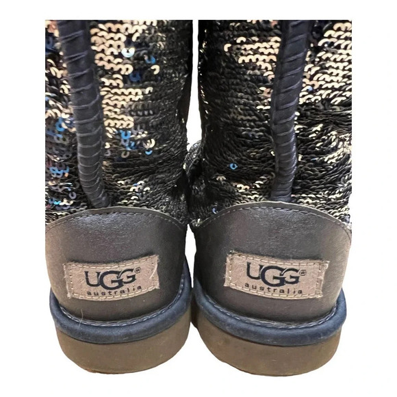 UGG | Navy Blue & Silver Reversible Sequin Classic Short Uggs - Picture 5 of 8